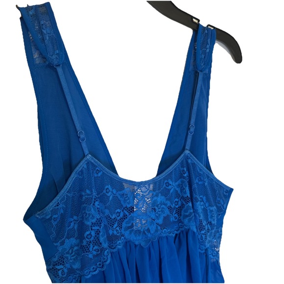 In Bloom By Jonquil Sheer Chiffon Layers Lace Mini Babydoll Lingerie Dress Small - Picture 3 of 9